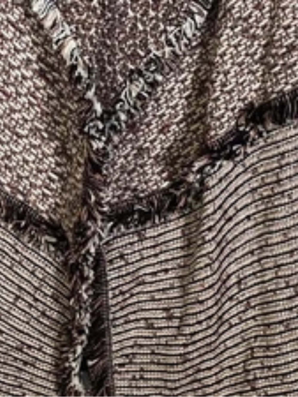 White House Black Market Black Pink Tweed Knit Cardigan Fringe - Picture 3 of 5